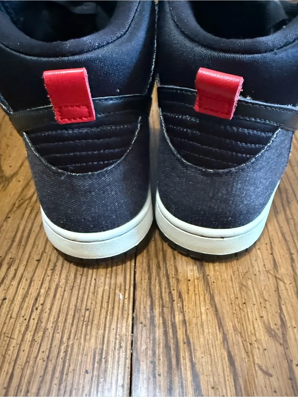 Nike dunk high comfort black denim 705434-001 ***Rare Find***